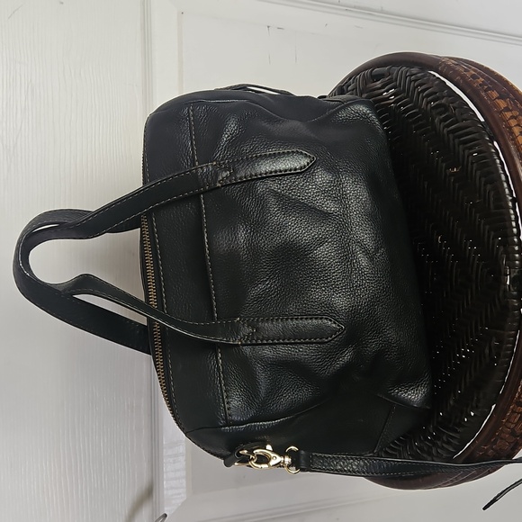 Fossil Black Crossbody Bag Satchel Pebbled Leather - Picture 5 of 16